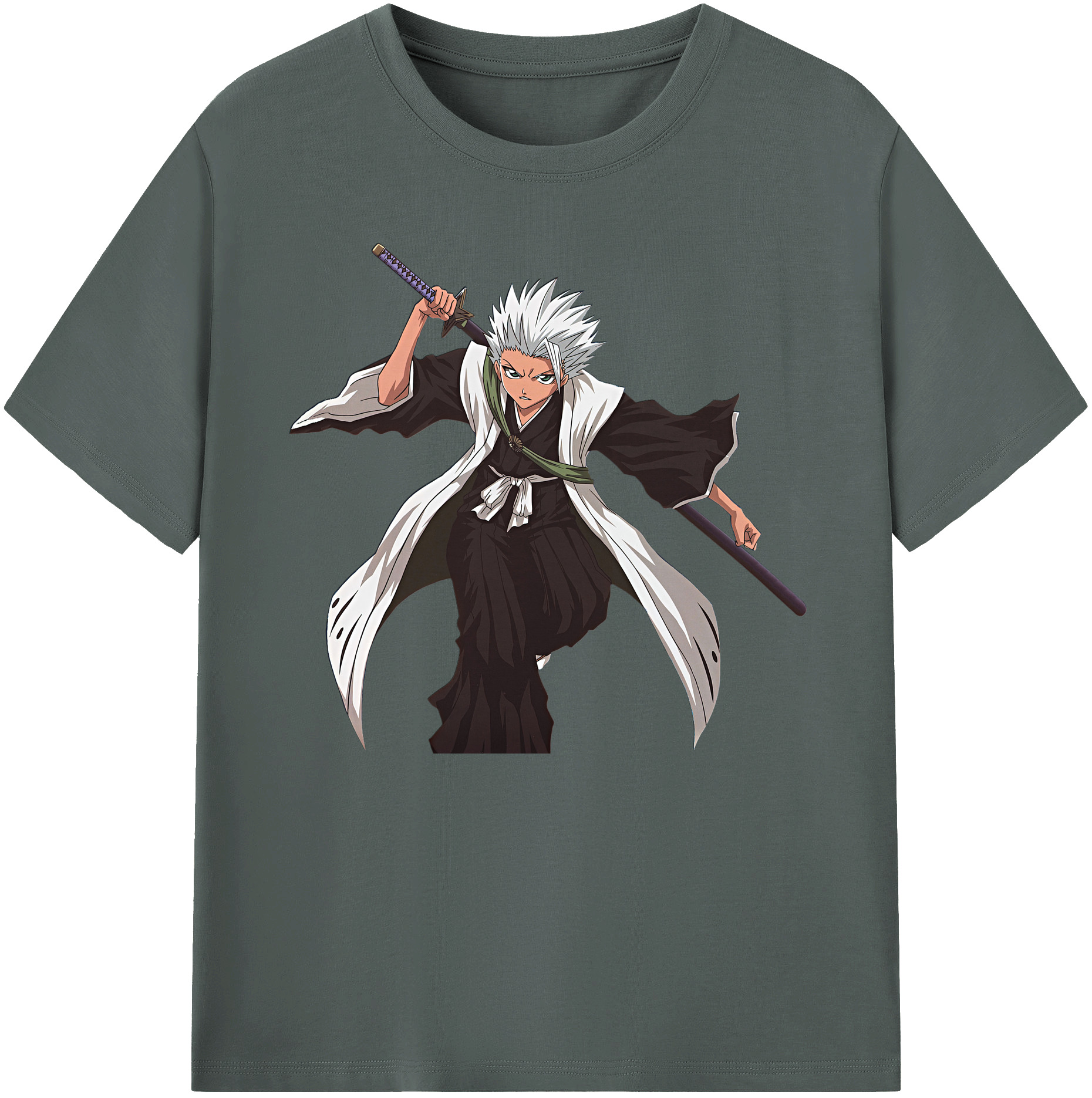 （画像用） ブリーチ 日番谷冬獅郎（ひつがや とうしろう） BLEACH Hitsugaya Toushirou 綿100％ メンズ半袖Tシャツ｜肌触りやわらか＆通気性